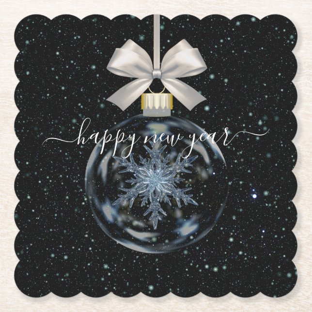 Posavasos De Papel Crystal Snowflake New Year’s  (Anverso)
