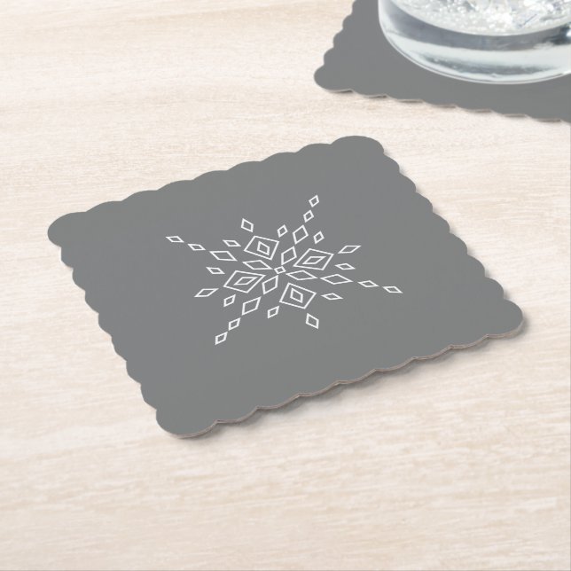 Posavasos De Papel Crystalized Snowflake (En perspectiva)