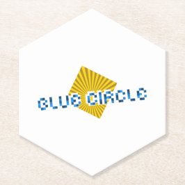 Posavasos De Papel Cuadrado amarillo con vigas y texto de píxeles opu