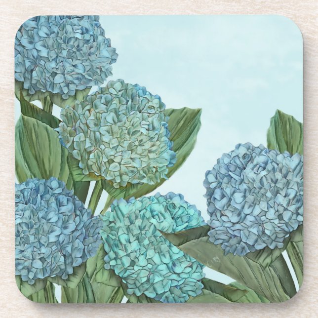 Posavasos de papel cuadrado de Hortensia Azul (Frente)