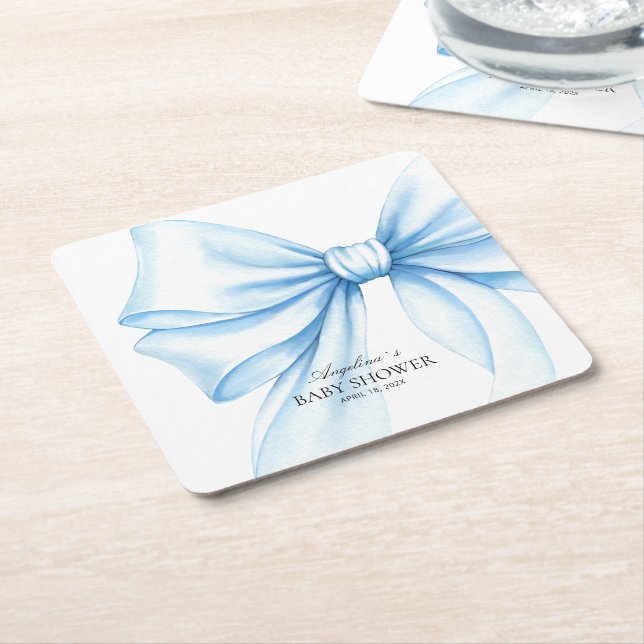 Posavasos de papel cuadrados para baby shower. (En perspectiva)