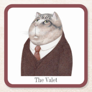 Posavasos de papel cuadrados VALET CAT + Texto