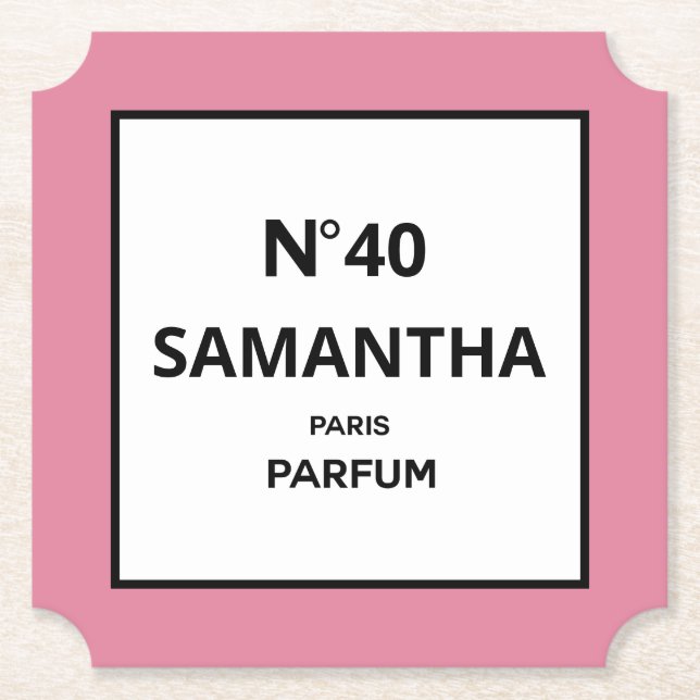 Posavasos De Papel CUALQUIER año Diseñador Perfume Botella Cumpleaños (Anverso)