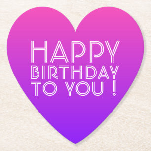 Posavasos De Papel Cualquier nombre editable Feliz Cumpleaños Pink Pu