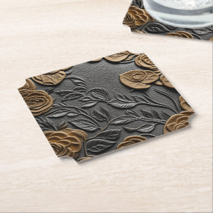 Posavasos De Papel Cubierta de papel boda con aspecto 3d de cuero y r