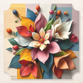 Posavasos De Papel Cubism Art Flowers Coaster