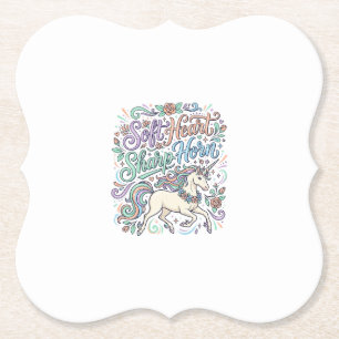 Posavasos De Papel Cuerno Agudo Corazón Suave Unicornio Fondo Blanco