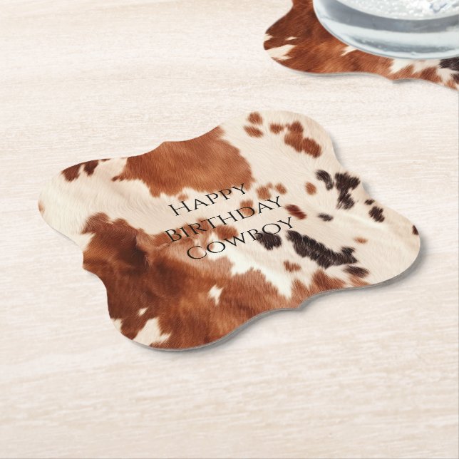 Posavasos De Papel Cuero de vaca del sudoeste crema marrón (En perspectiva)