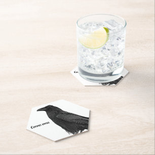 Posavasos De Papel Cuervo Negro Con Nombre Científico
