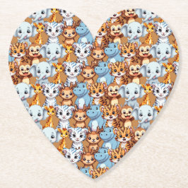 Posavasos De Papel Cuidadosa jirafa hipopótamo selva salvaje safari p