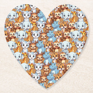 Posavasos De Papel Cuidadosa jirafa hipopótamo selva salvaje safari p