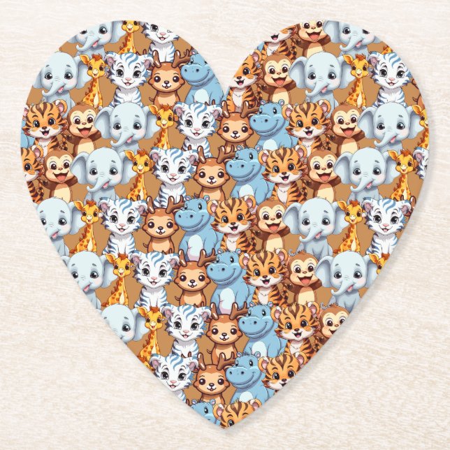 Posavasos De Papel Cuidadosa jirafa hipopótamo selva salvaje safari p (Anverso)