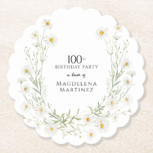 Posavasos De Papel Cumpleaños 100 Margaritas personalizadas del mes d