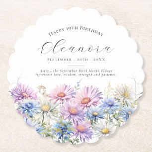 Posavasos De Papel Cumpleaños 19 personalizado con la flor de nacimie