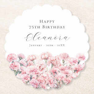 Posavasos De Papel Cumpleaños 75 claveles rosados de enero flor de na