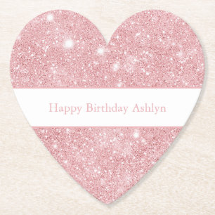 Posavasos De Papel Cumpleaños Brillante Destello Rosa Precioso