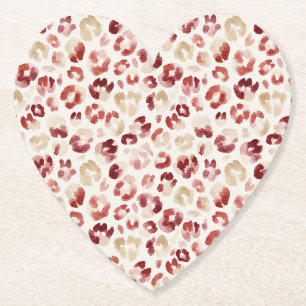 Posavasos De Papel Cumpleaños con estampado de leopardo de crema roja