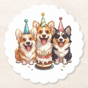 Posavasos De Papel Cumpleaños Corgi Dogs