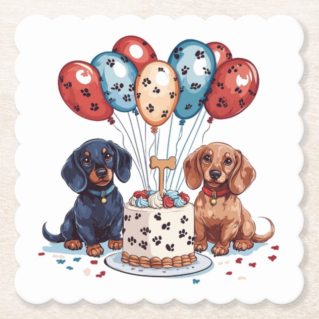 Posavasos De Papel Cumpleaños Dachshund Dogs (Anverso)