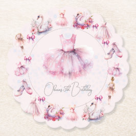 Posavasos De Papel Cumpleaños de Ballerina Rosa Personalizada