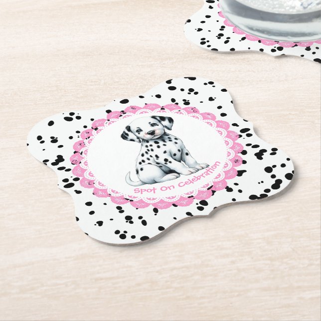 Posavasos De Papel Cumpleaños de la Impresión Dalmatiana | Fiesta bla (En perspectiva)