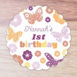 Posavasos De Papel Cumpleaños de la mariposa retro<br><div class="desc">Elevar la celebración de cumpleaños de su hijo con nuestras posadas personalizadas de papel de cumpleaños Retro Butterfly. Las obras de arte dibujadas a mano y los detalles florales presentan un diseño de mariposas y flores inspirado en el arte folclórico, añadiendo un toque de elegancia boho al fiesta. En personalizable...</div>