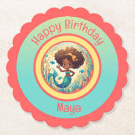 Posavasos De Papel Cumpleaños de la sirena negra