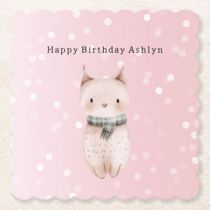 Posavasos De Papel Cumpleaños de lunares de confeti de gato rosa rubo