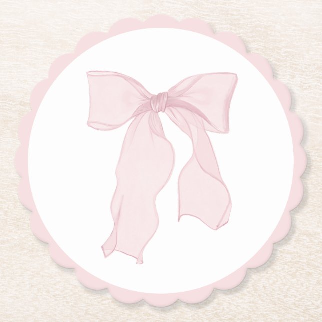 Posavasos De Papel Cumpleaños de Pink Bow Coquette (Anverso)