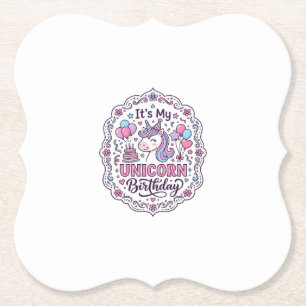 Posavasos De Papel Cumpleaños de Unicornio Reina de la Tierra de Unic