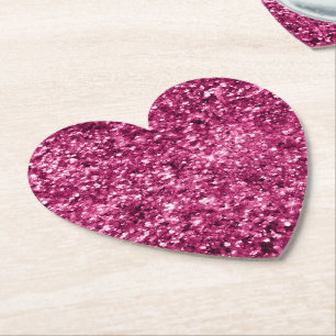 Posavasos De Papel Cumpleaños del Purpurina Glitzy Girly Pink