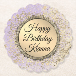 Posavasos De Papel Cumpleaños del Purpurinoso astuto Starry Lavender