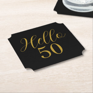 Posavasos De Papel Cumpleaños negro oro 50 cumpleaños