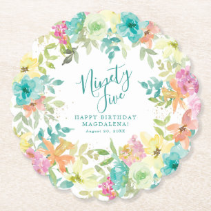 Posavasos De Papel Cumpleaños número 95 Verano Acuarela Floral Person
