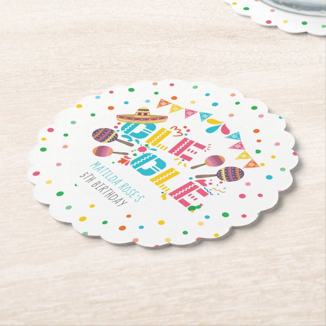 Posavasos De Papel Cumpleaños personalizado de la Fiesta Mexicana (En perspectiva)