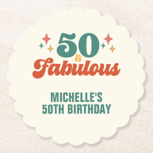 Posavasos De Papel Cumpleaños Vintage Retro 50 y Fabuloso