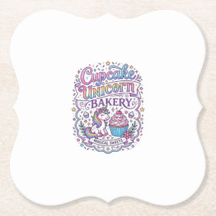 Posavasos De Papel Cupcake Unicornio Panadería de Unicornio Fondo Bla