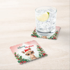 Posavasos De Papel Curado rojo Feliz Navidad Cachemira Santa Navidad 