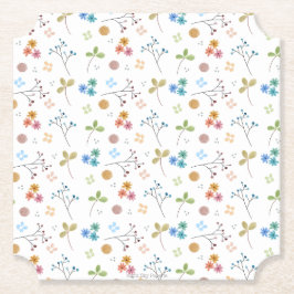Posavasos De Papel Custodia Floral | Amarillo | 6 n | 4x4