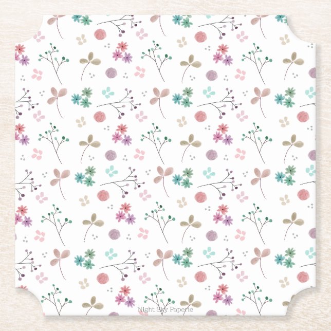 Posavasos De Papel Custodia Floral | Rosa | 6 n (Anverso)
