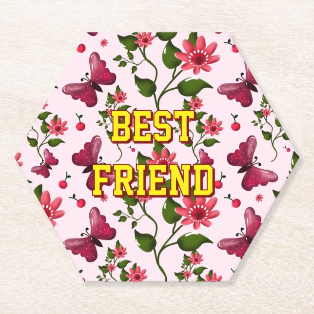 Posavasos De Papel Custom and personalized floral Butterfly pattern  (Anverso)