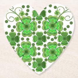 Posavasos De Papel Custom Metallic Green Clover & Swirl Pattern 