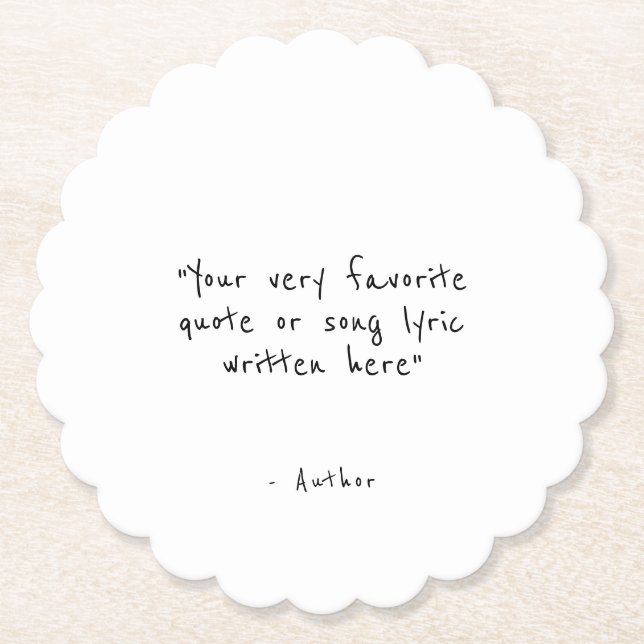 Posavasos De Papel Custom quote minimalist (Anverso)