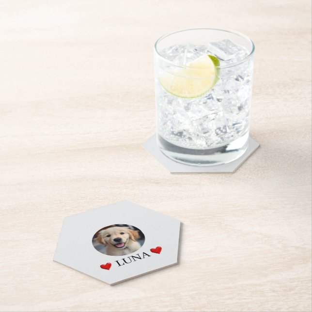 Posavasos De Papel Customized My Dog with Photo & Name Paper Coaster (In situ)