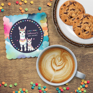 Posavasos De Papel Cuta acuarela llama a mamá Baby Shower mexicano