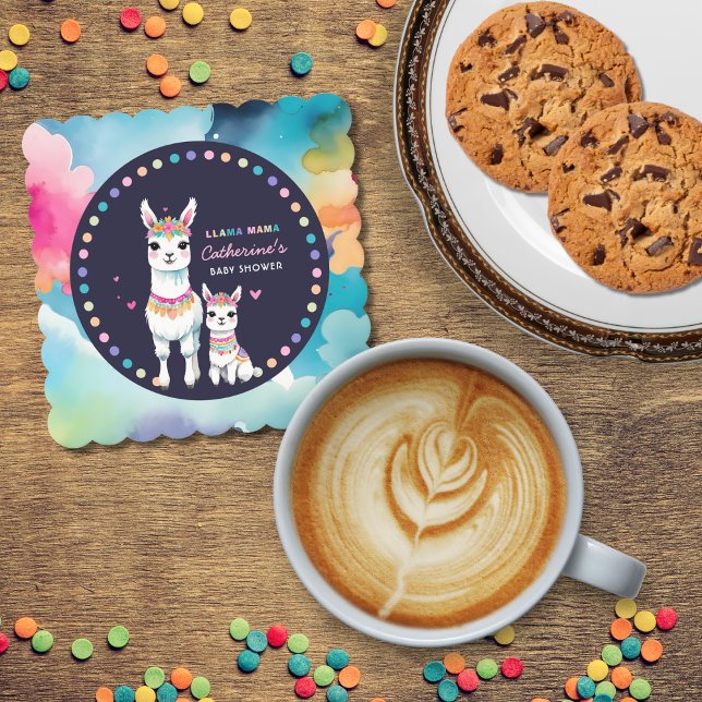 Posavasos De Papel Cuta acuarela llama a mamá Baby Shower mexicano (Subido por el creador)