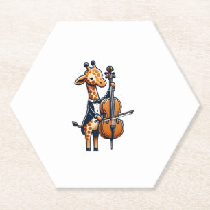 Posavasos De Papel Cuta jirafa tocando música Cello Giraffes