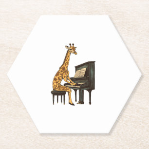 Posavasos De Papel Cuta jirafa tocando piano jirafas música
