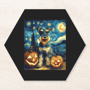 Posavasos De Papel Cuta miniatura Schnauzer Dog Halloween Jack O Lant