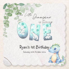 Posavasos De Papel Cute acuarela Bebé Dinosaurio Primer cumpleaños